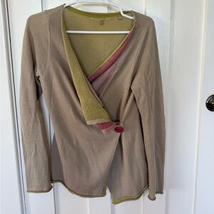 Anthropology Knitted and Knotted colorful wrap sweater